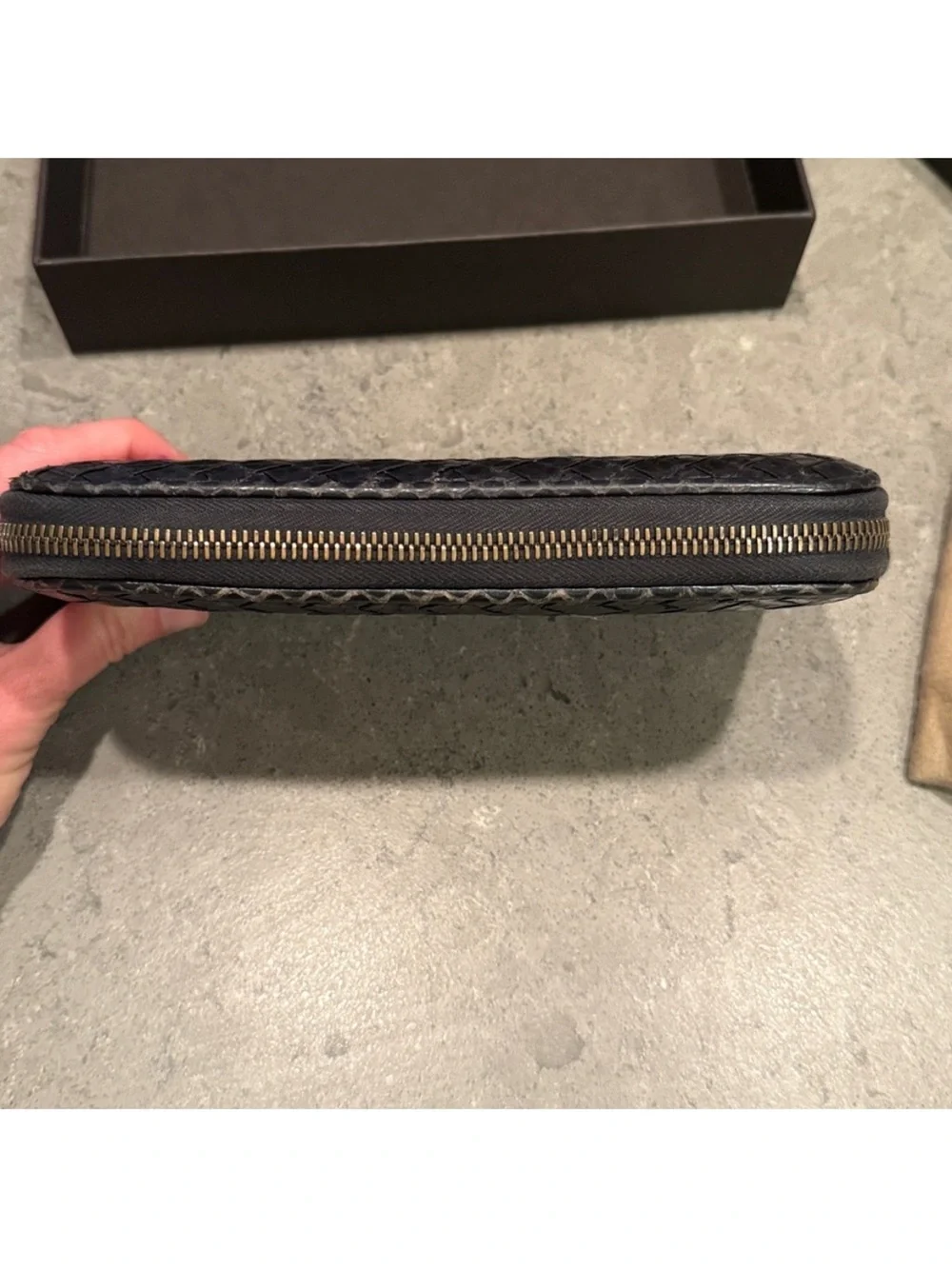 Bottega Veneta Black Intrecciato Leather Pouch